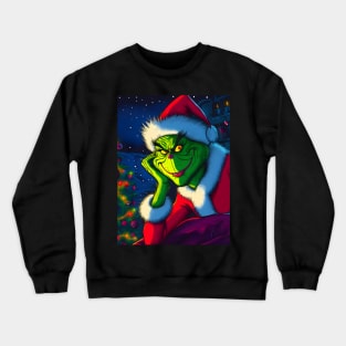 Whimsical Holidays: Grinch-Inspired Artwork and Festive Delights Crewneck Sweatshirt